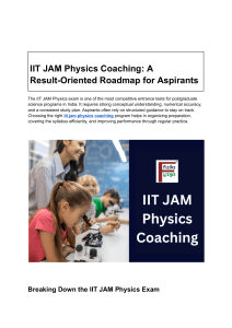 IIT JAM Physics Coaching: Roadmap for Aspirants