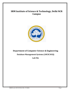 SRM Institute DBMS Lab File 18CSC303J