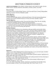 First Aid Knowledge Among Undergraduate Students at Victoria University