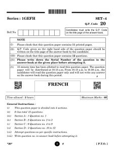 Examen de fran&ccedil;ais avec questions