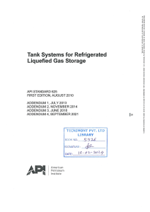 API Standard 625: Tank Systems for Refrigerated Liquefied Gas Storage