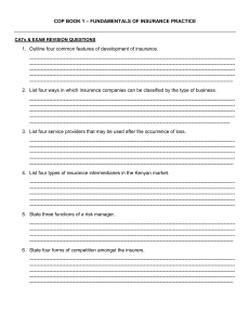 Insurance Fundamentals Exam Revision Questions