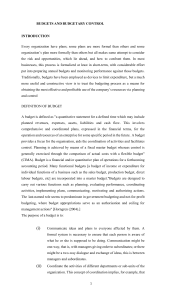 Budgets and Budgetary Control - Financial Management Guide