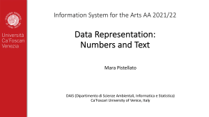 Data Representation: Numbers and Text for Arts Students