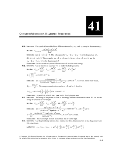 Quantum Mechanics II: Atomic Structure Chapter