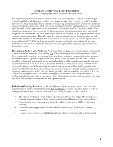 Company Controversy Team Presentation Assignment