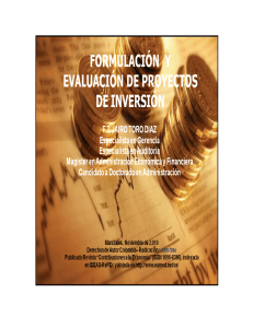 Formulaci&oacute;n y Evaluaci&oacute;n de Proyectos de Inversi&oacute;n