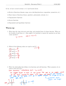Math10A Discussion Week 2: Linear & Trig Functions