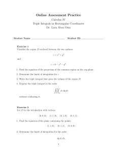 Calculus IV Triple Integrals Practice Assessment