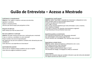 Gui&atilde;o de Entrevista para Acesso a Mestrado