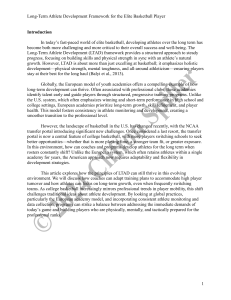 Long-Term Athlete Development Framework for Elite Basketball