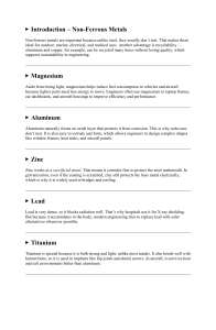 Non-Ferrous Metals: Properties and Applications