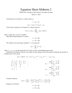 AERSP 304 Midterm 2 Equation Sheet - Aerospace Dynamics