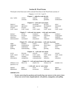 Word Forms Study Guide: Vocabulary Practice for Exams