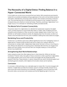 Digital Detox: Finding Balance in a Hyper-Connected World
