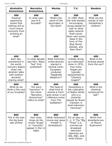 GH Jeopardy Game: AA/NA, Movies, TV, Random Trivia