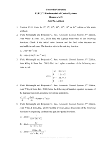 ELEC372 Homework #1: Control Systems Problems