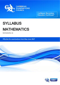 CSEC Mathematics Syllabus 2027