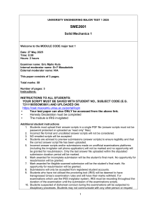 UNISA SME2601 Solid Mechanics 1 Major Test 2025