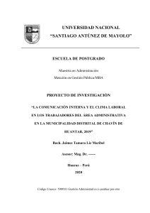 Comunicaci&oacute;n Interna y Clima Laboral en Municipalidad de Chav&iacute;n de Hu&aacute;ntar