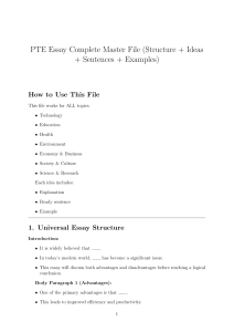 PTE Essay Master File: Structure, Ideas, Sentences, Examples