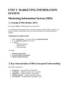 Marketing Information System (MIS) Unit 2 Guide