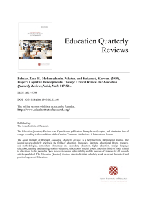Piaget's Cognitive Development Theory: Critical Review