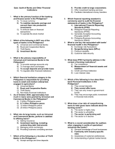Quiz: Audit of Banks and Financial Institutions Philippines