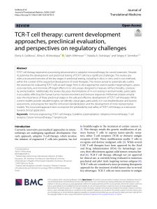 TCR-T Cell Therapy: Development, Preclinical Evaluation, Regulatory Challenges