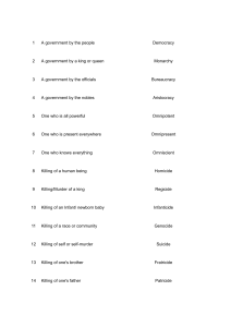 Vocabulary List: Government, Philosophy, and More