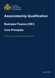 CB1 Business Finance Syllabus 2026 | IFoA Associateship