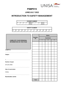 PSMP015 Safety Management Portfolio June/July 2022