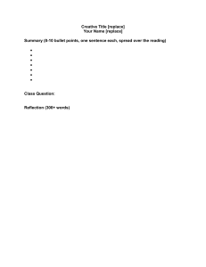 Assignment Template: Summary, Class Question, Reflection
