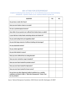 Osteoporosis Risk Assessment Checklist