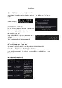 Finance Study Sheet: Formulas for Expected Return, CAPM, Sharpe Ratio