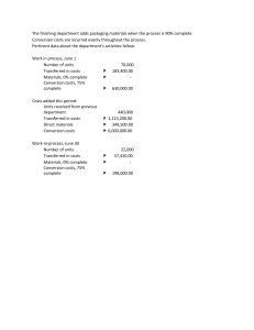 Process Costing in Finishing Department: June Data