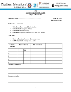 MYP 2 Mathematics Revision Question Paper