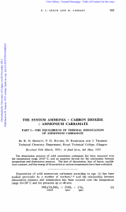 Equilibrium of Ammonium Carbamate Dissociation: Thermal Study