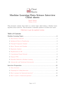 Machine Learning Data Science Interview Cheat Sheets