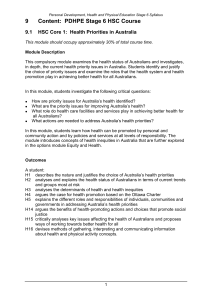 PDHPE Stage 6 Syllabus: Health Priorities in Australia