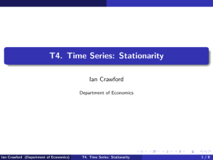 Time Series Stationarity: Economics Lecture Notes