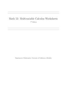 Math 53 Multivariable Calculus Worksheets 7th Edition