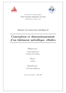 Conception et dimensionnement d&rsquo;un b&acirc;timent m&eacute;tallique Halle