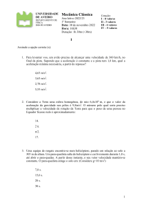 Exame de Mec&acirc;nica Cl&aacute;ssica - Universidade de Aveiro 2022/23
