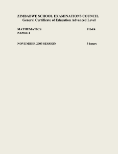 Zimbabwe GCE A-Level Maths Paper 4 Nov 2003