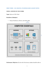 JSS 2 Digital Technologies Lesson Notes: First Term