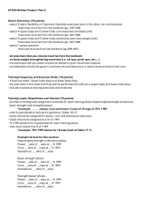 AT 525 Written Project Part 2: Exercise Training Plan