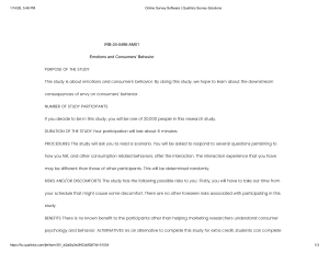 Emotions and Consumer Behavior Study Consent Form