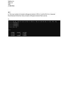 Math 18 Homework: Orthogonal Vectors & Matrices