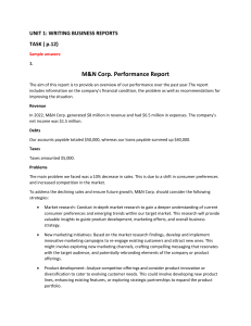 M&N Corp. Performance Report Sample